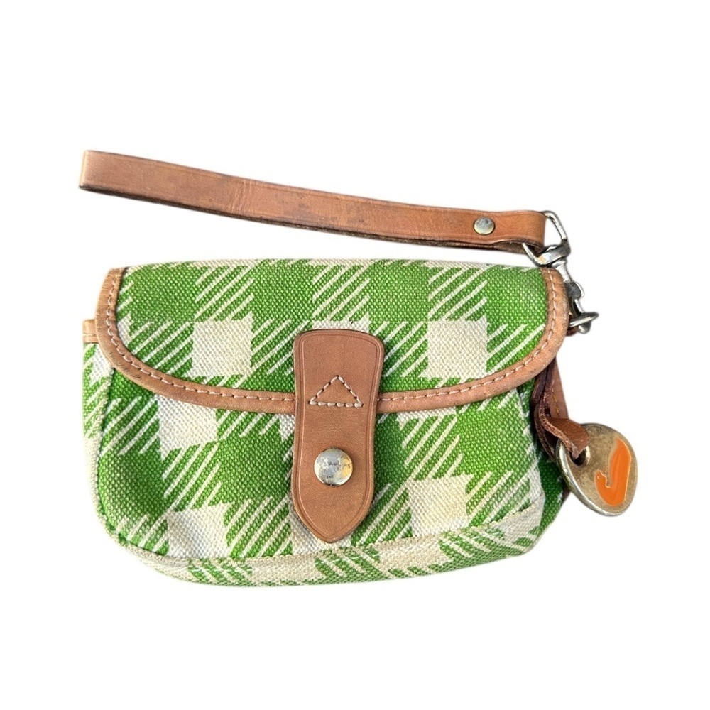 Dooney & Bourke Green and Tan Checkered Wristlet vintage